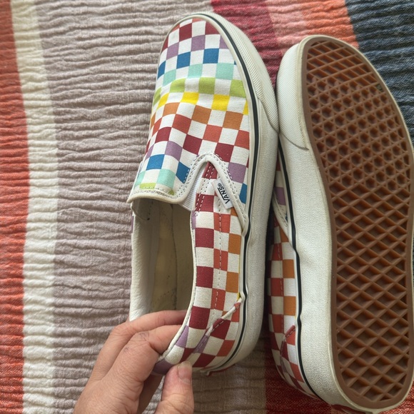 Vans Red and Orange Slip-On Sneakers Classic Style - Picture 4 of 4